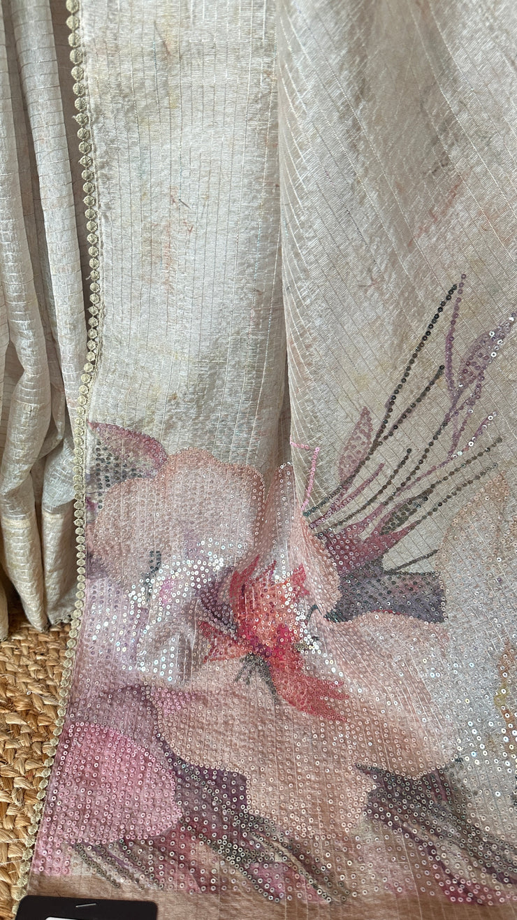 Off white Sequins designer saree, with BP