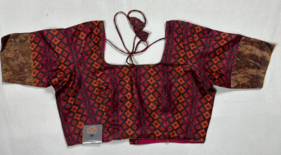 Multi color printed tussar silk blouse