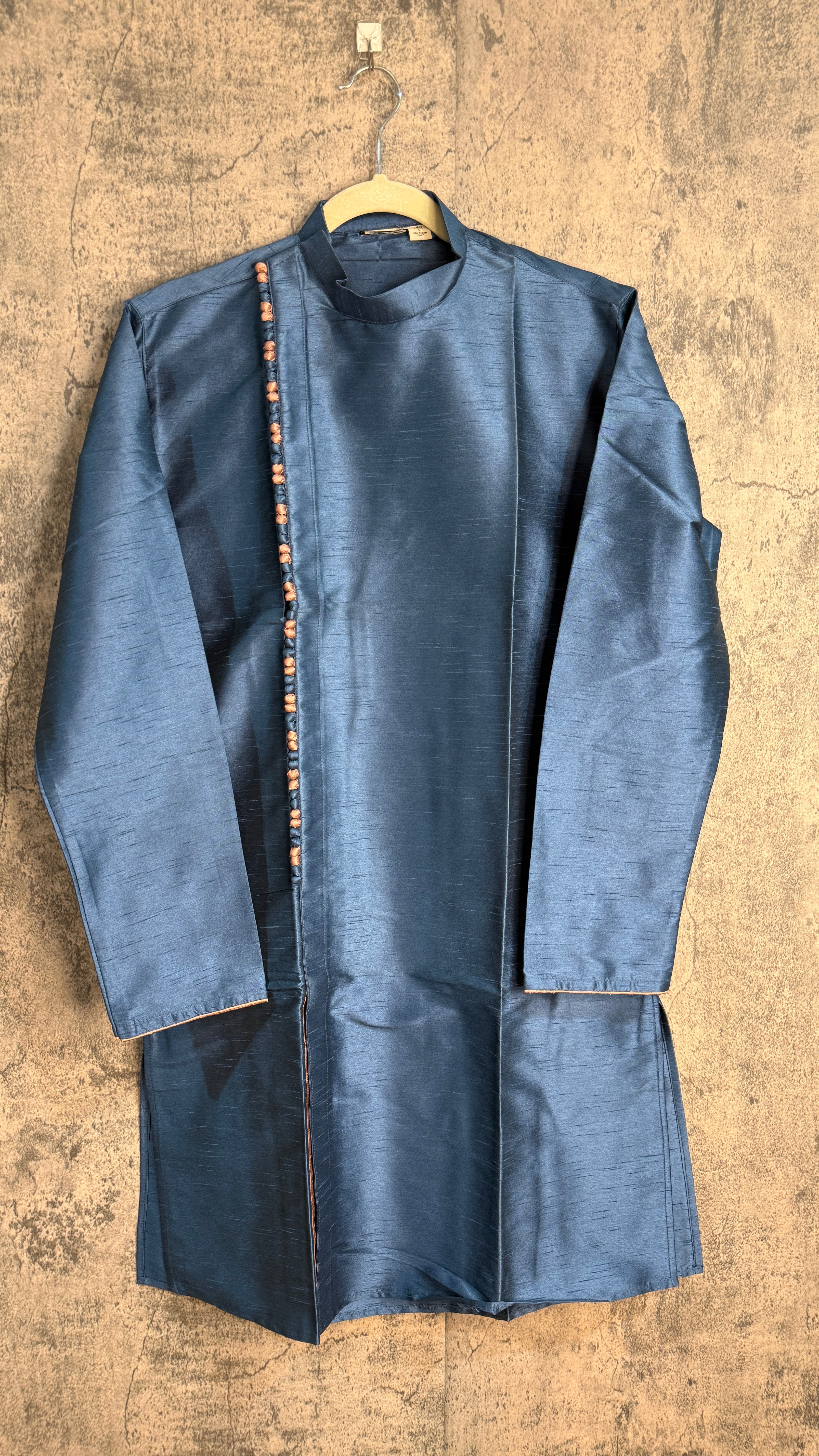 Blue Soft Semi silk kurta with side open pattern
