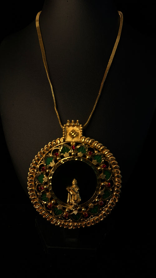 1gm gold plated Krishna pendent with jhumka