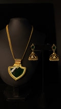 1gm gold plated Palakka pendent with jhumka