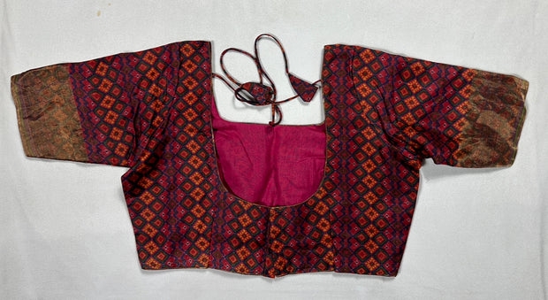 Multi color printed tussar silk blouse