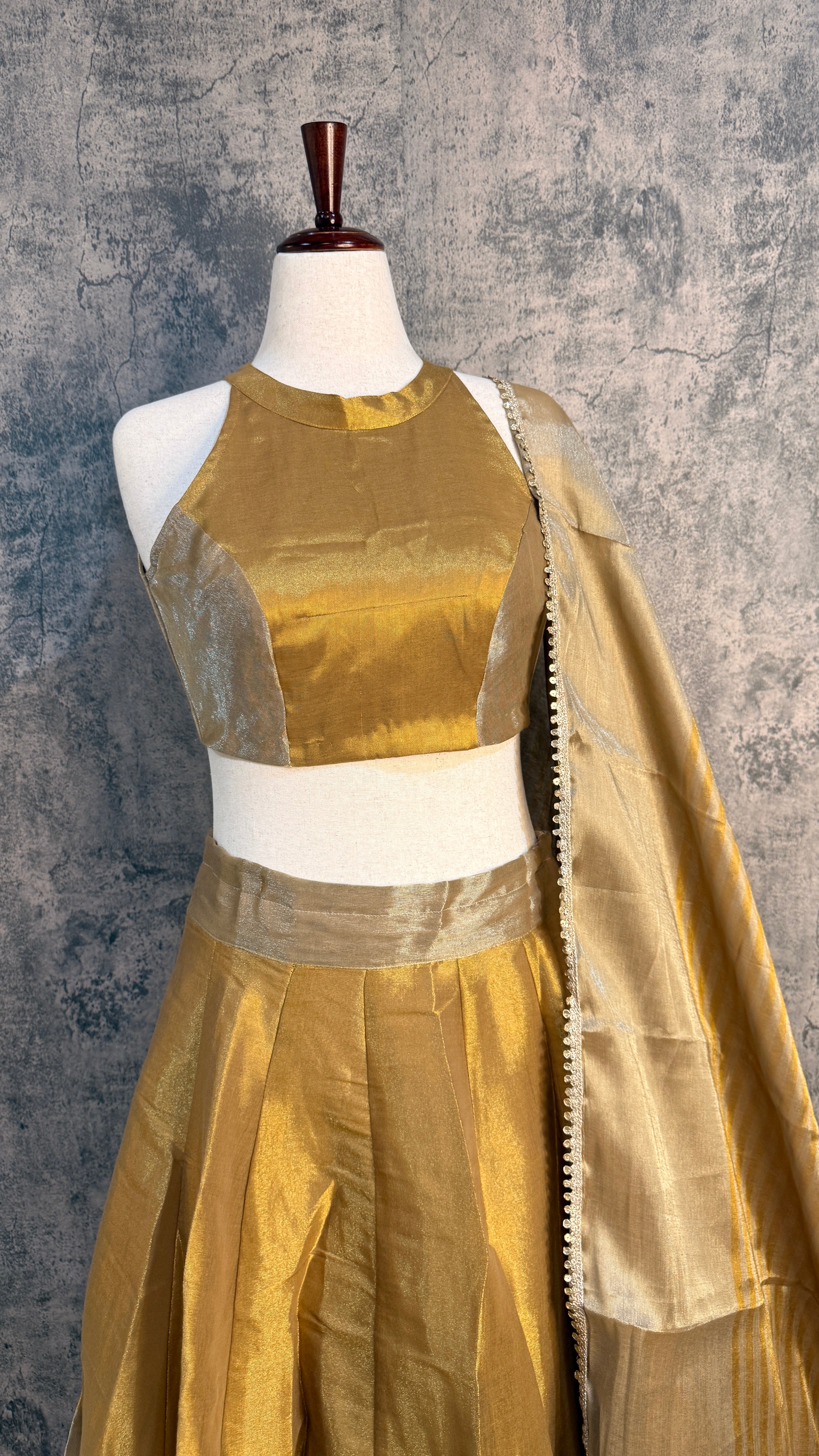 Cotton tissue 8m flare skirt, blouse and dupatta