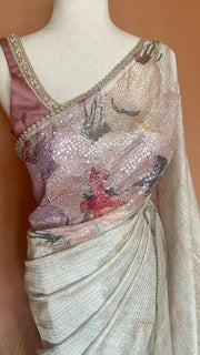 Off white Sequins designer saree, with BP