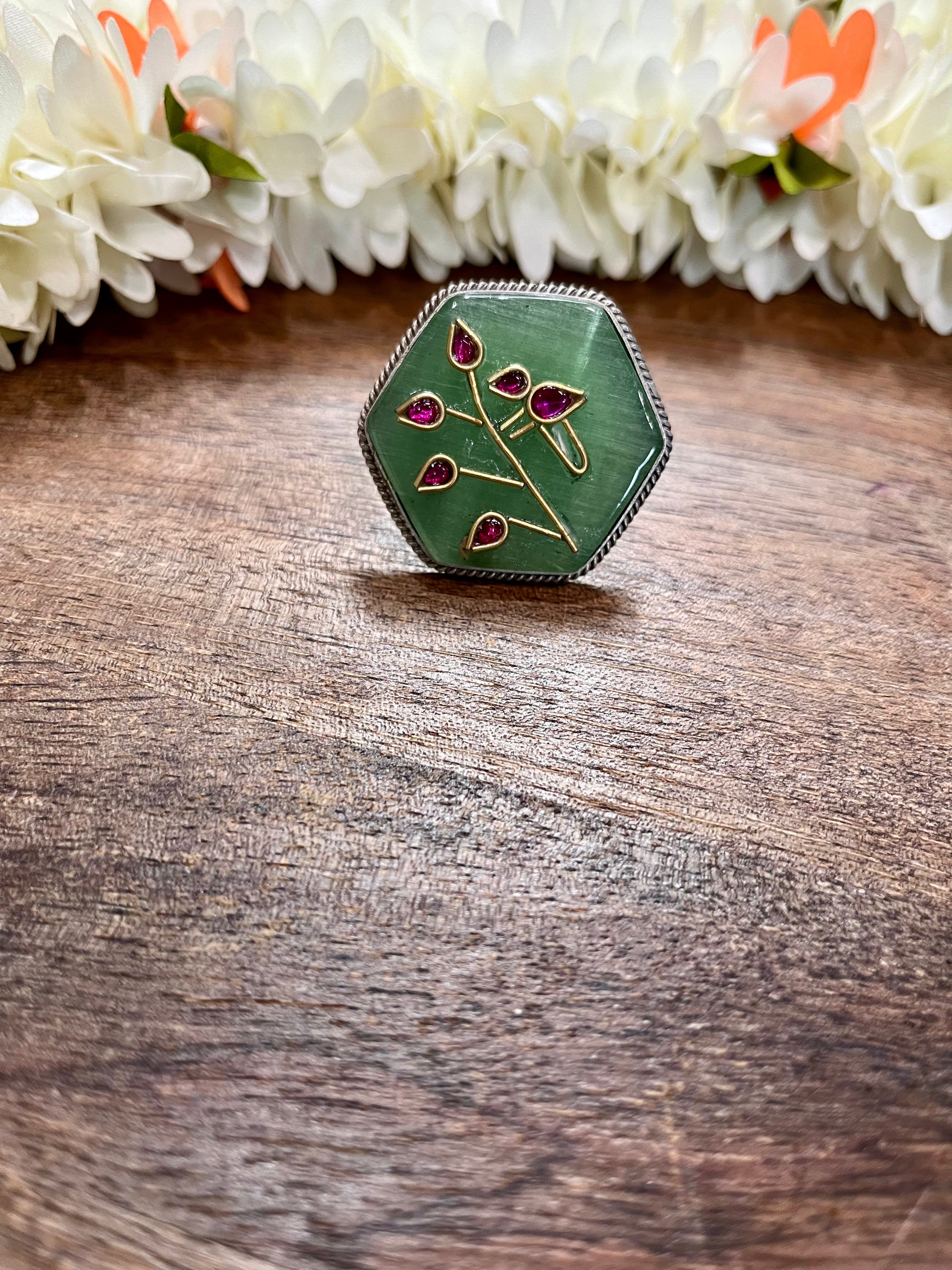 mint green stone ring