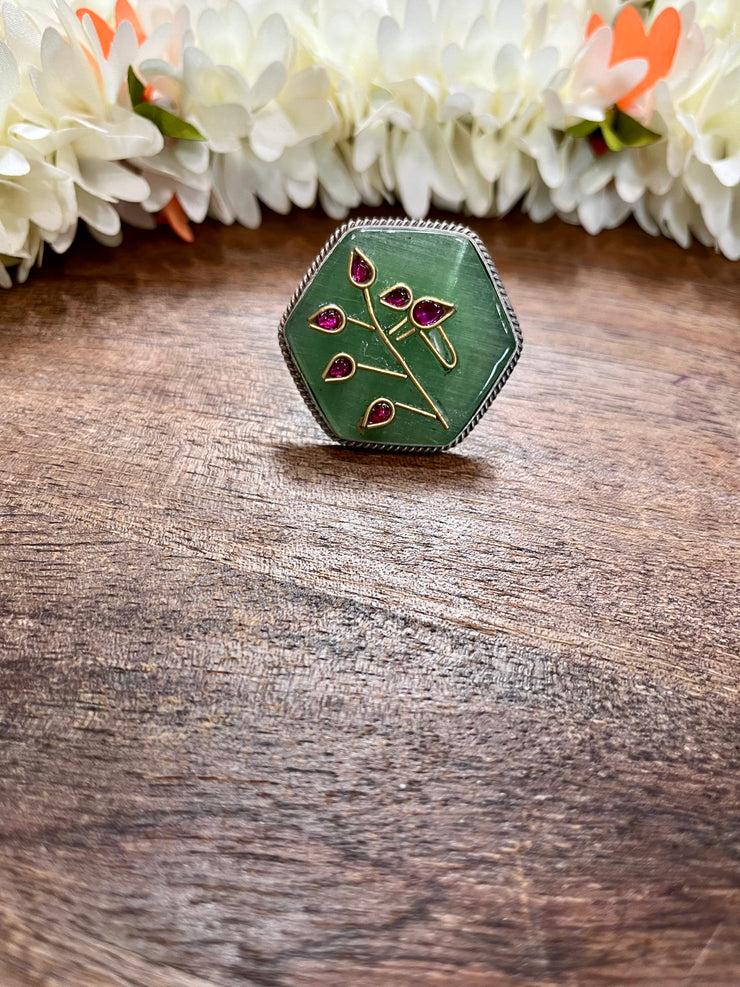 mint green stone ring