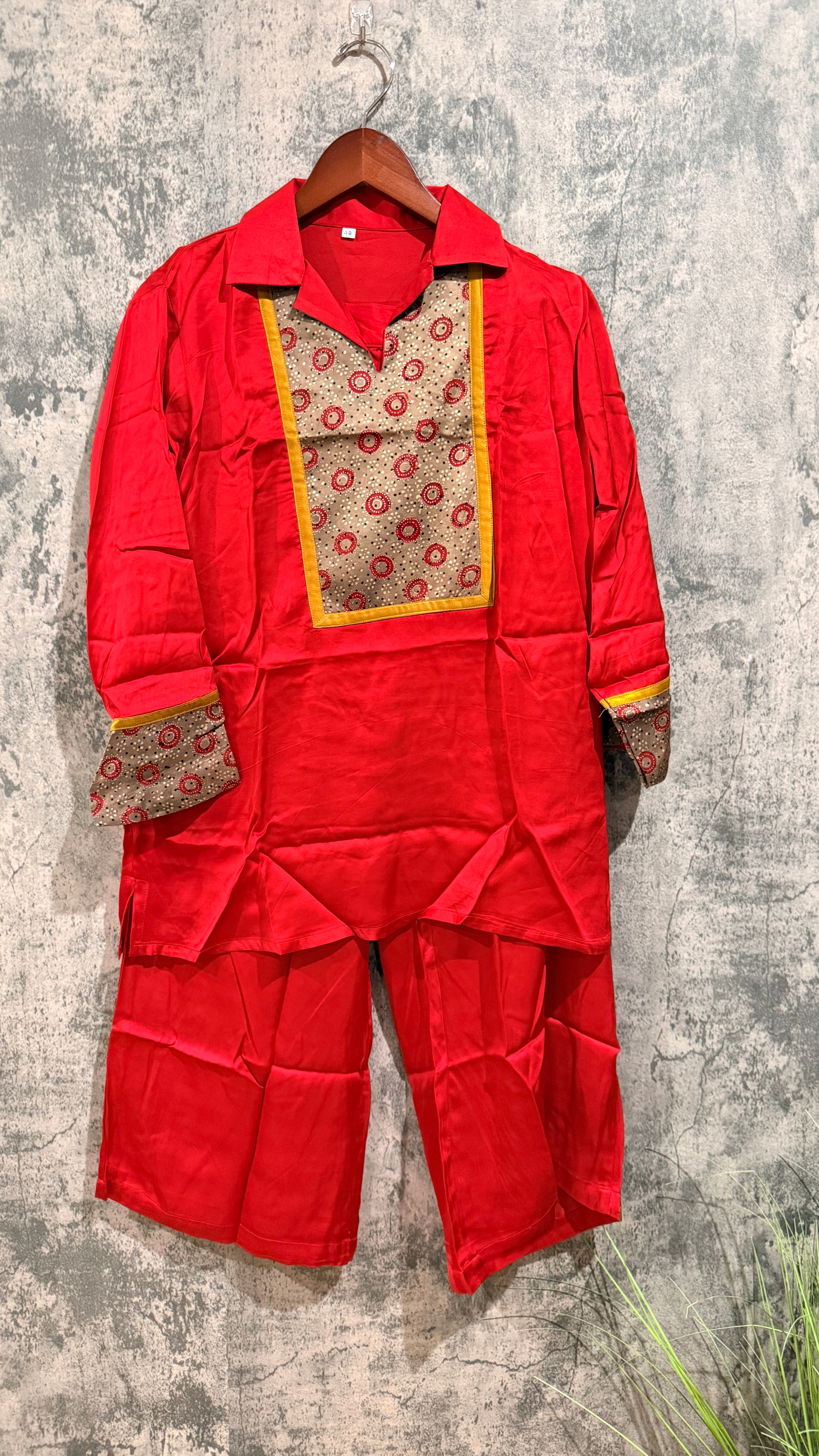 Red modal silk cord set