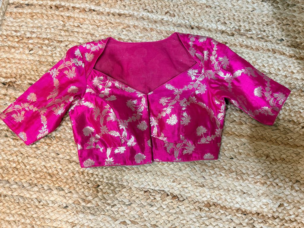 Pink banarsi brocade silk blouse