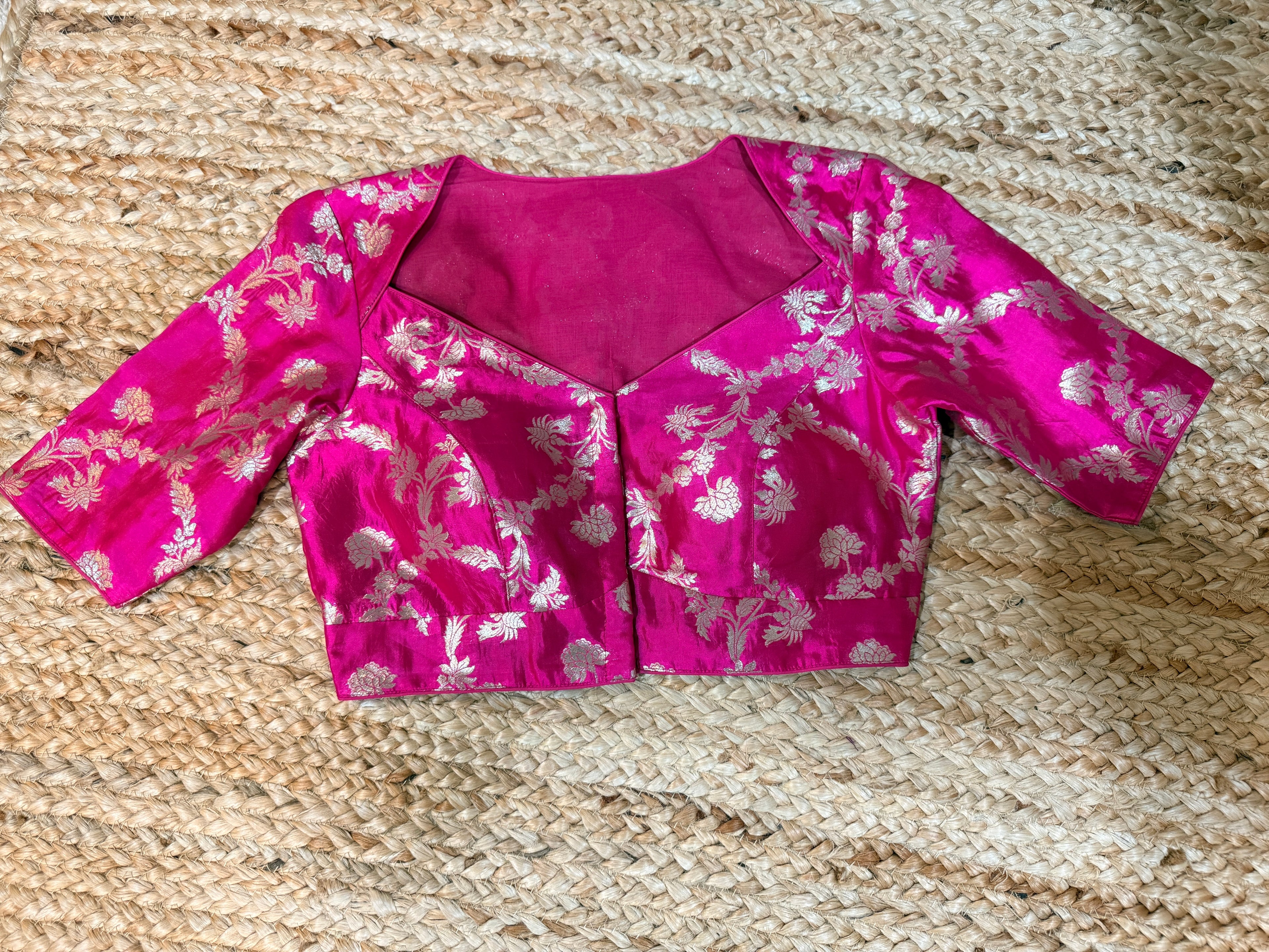 Pink banarsi brocade silk blouse