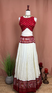 Georgette chikankari skirt with crop top