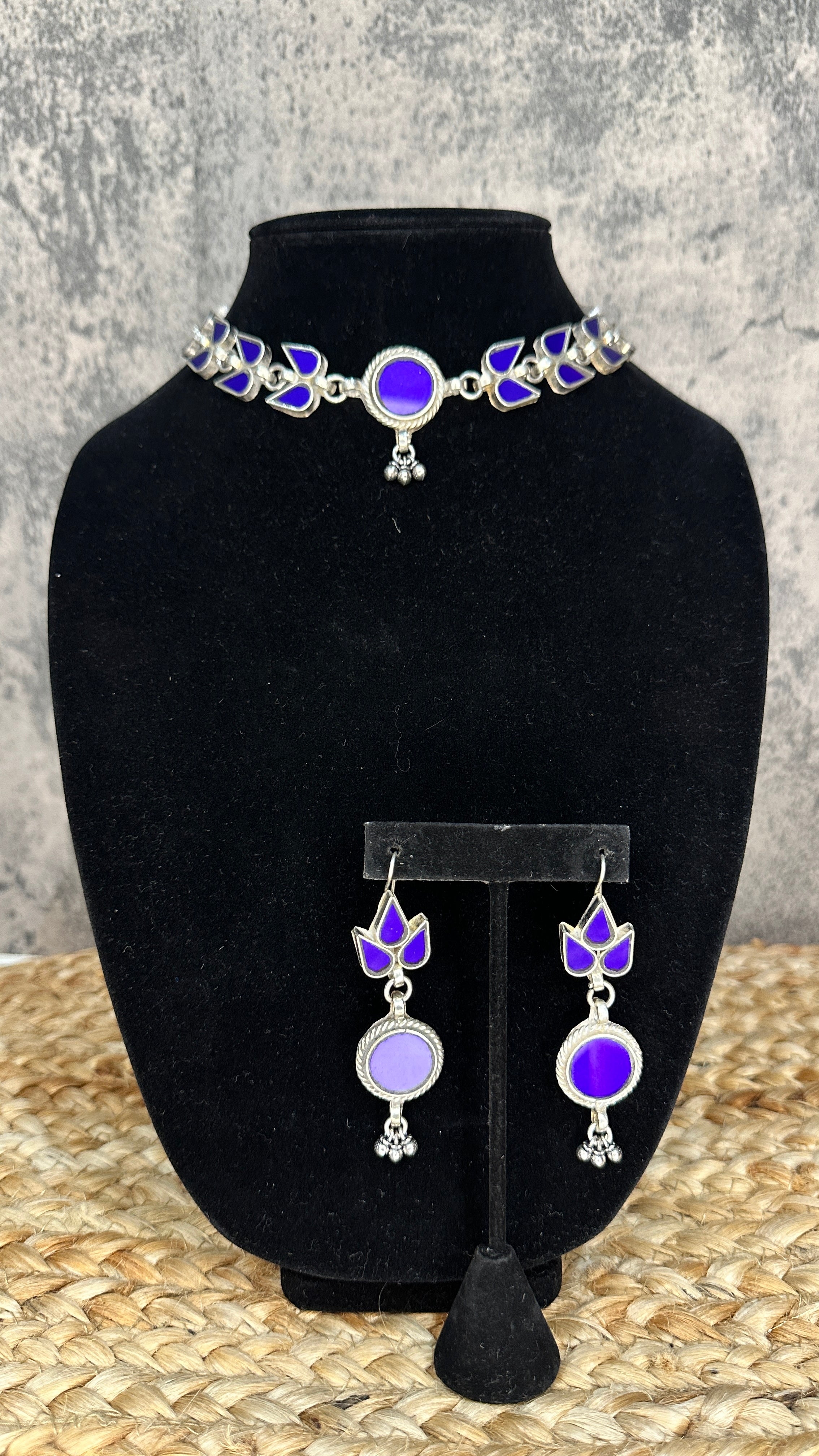 Indian glass choker with earring