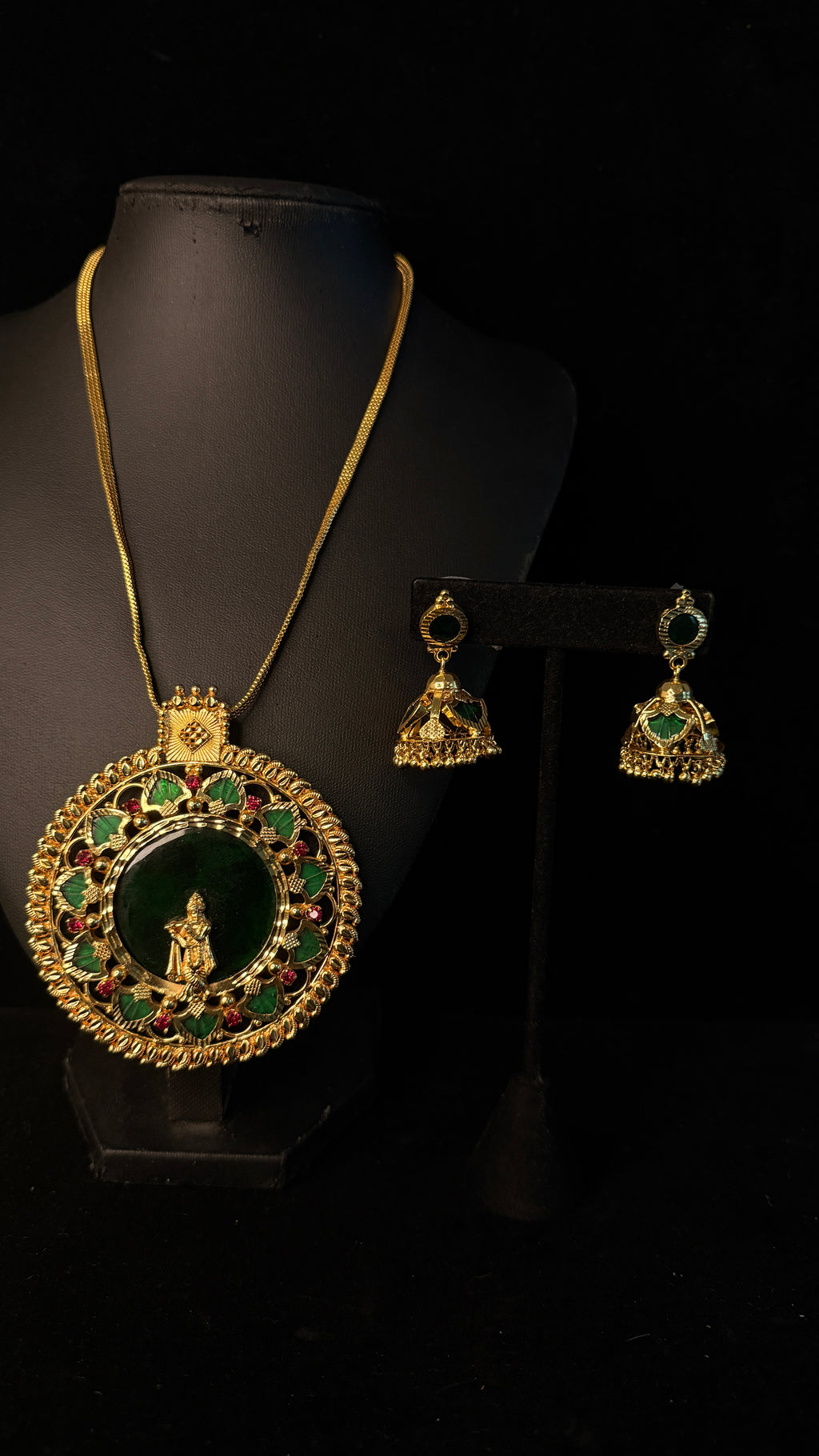 1gm gold plated Krishna pendent with jhumka
