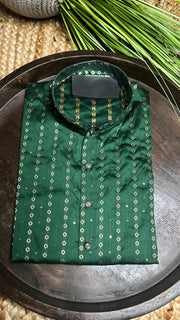 Bottle breen silk kurta - 38