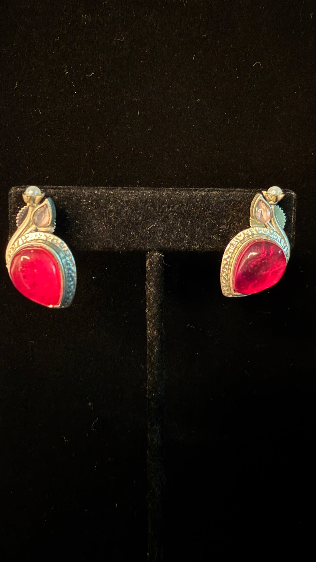 Choker with Pink stone and earring