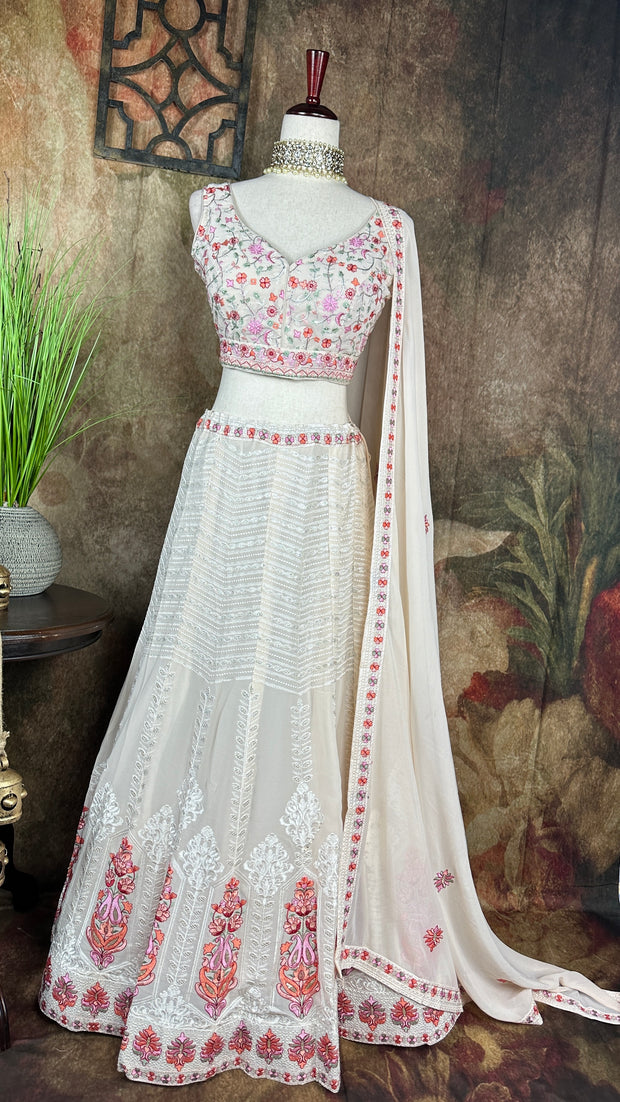 Beige lehanga with embroidery
