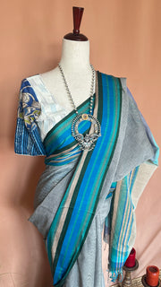 Grey cotton saree