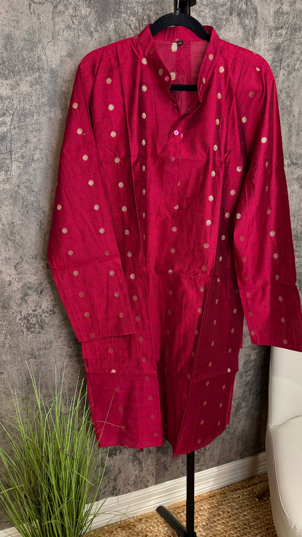 Reddish Maroon cotton silk long kurta