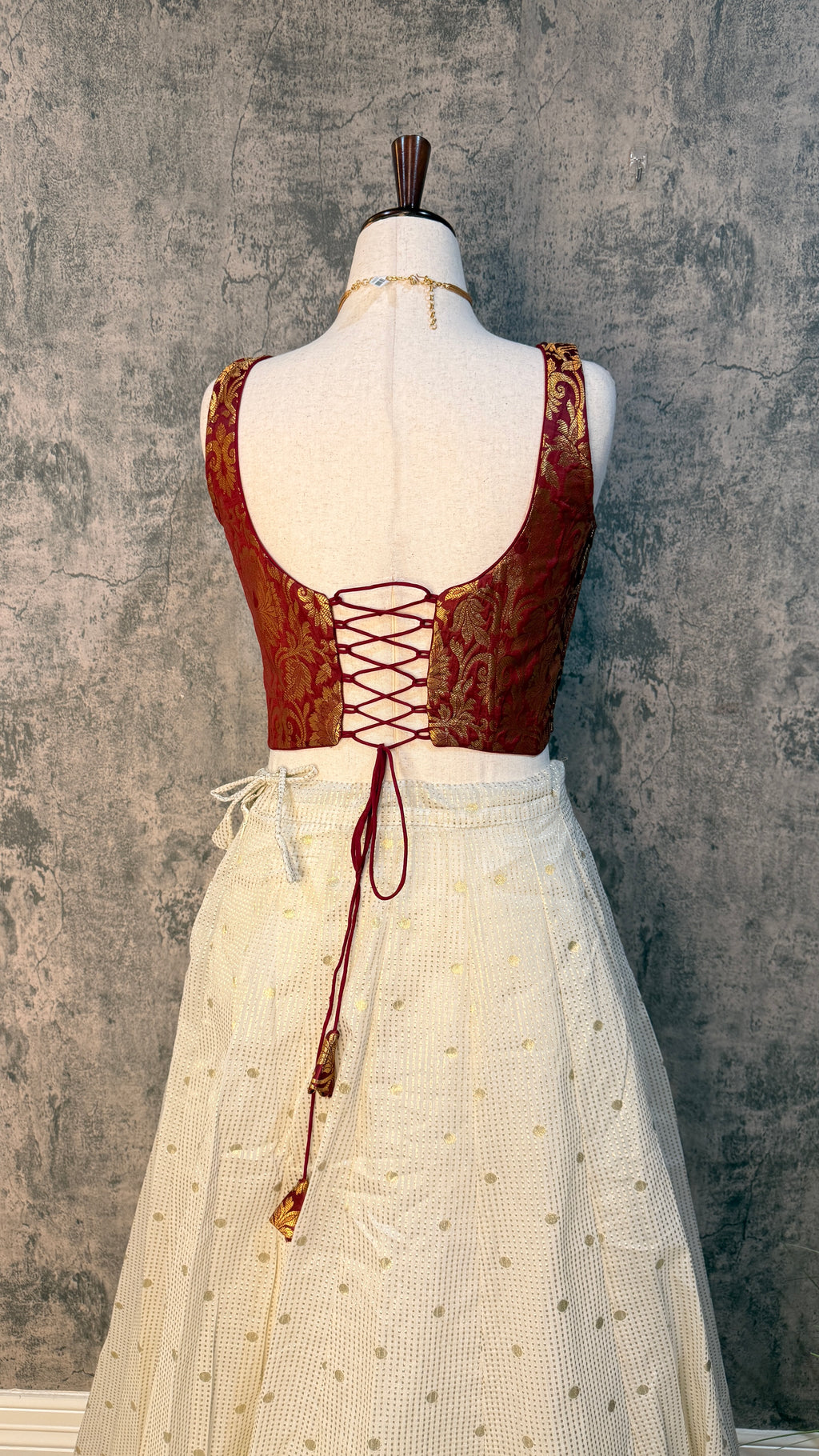 Chanderi skirt with maroon corset