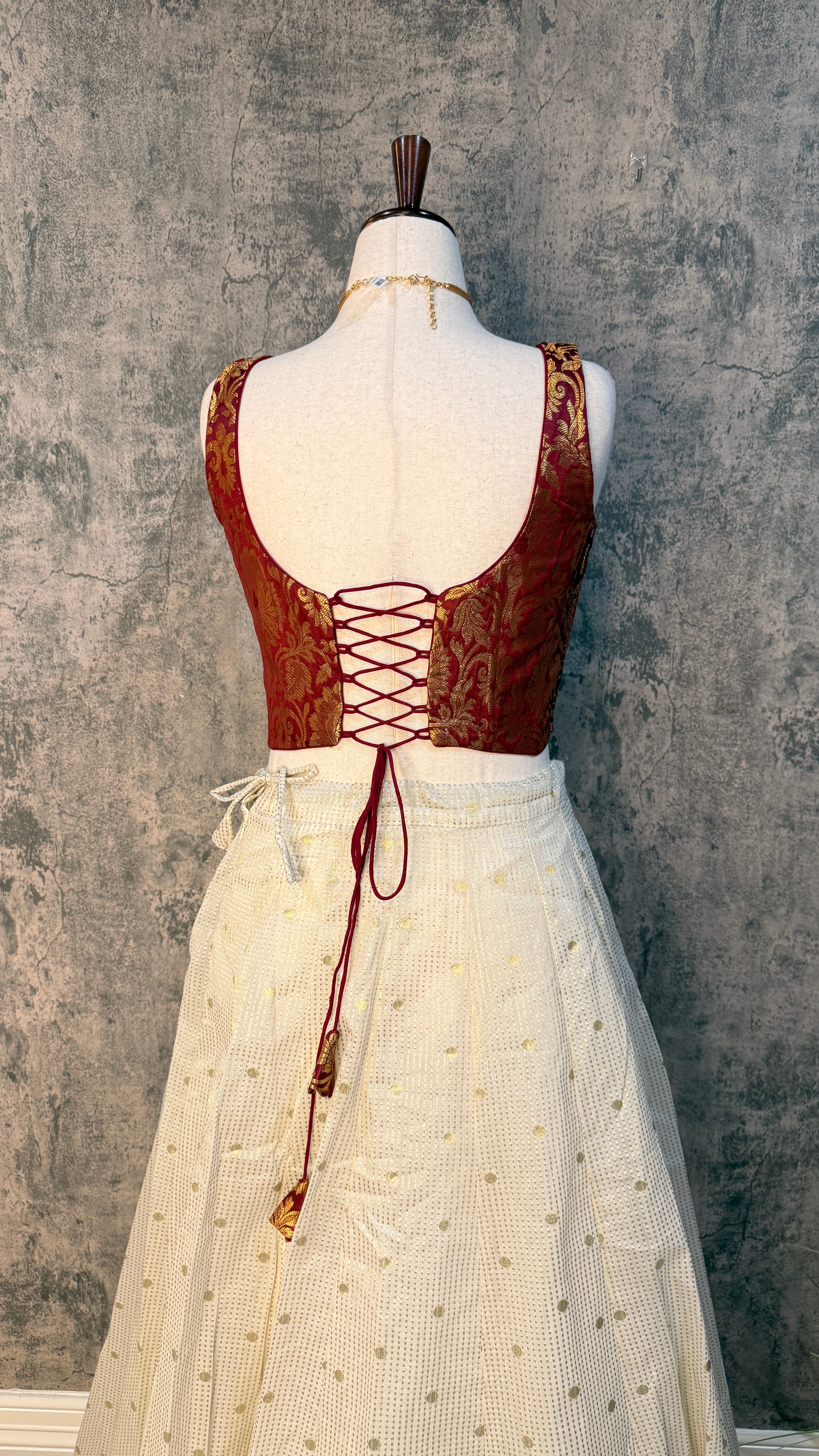 Chanderi skirt with maroon corset