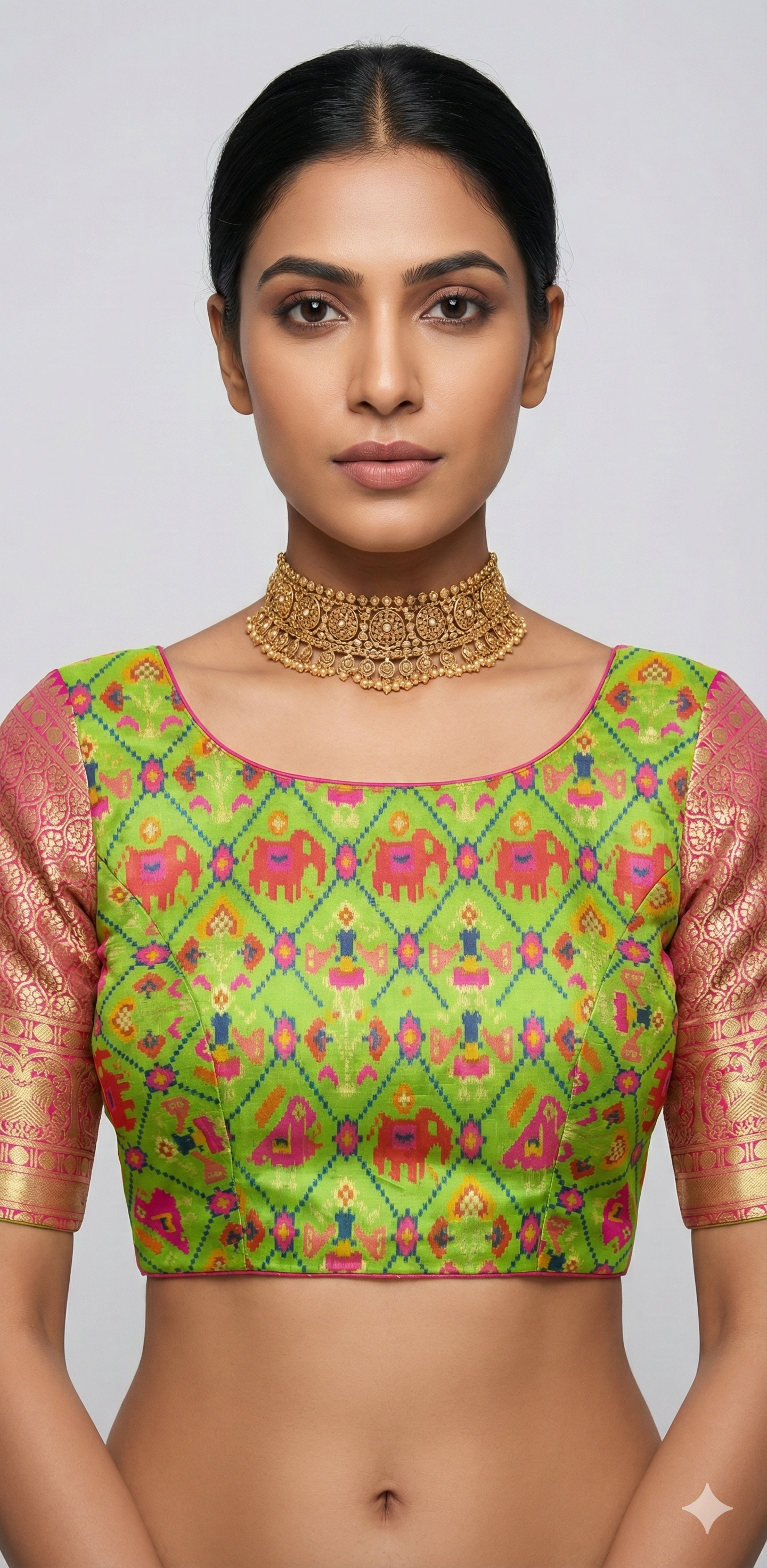 Light green Patola silk blouse