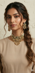 Designer replica Necklace with light pink stone and earring