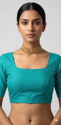 Peacock green silk blouse