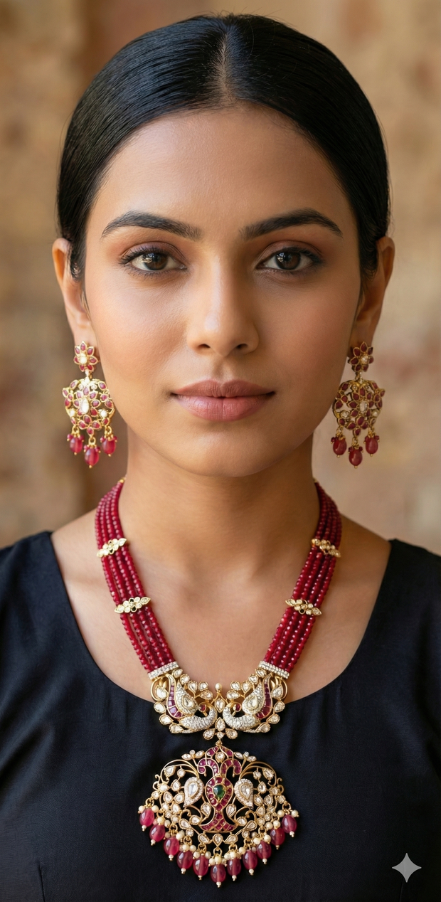 Long necklace with earring