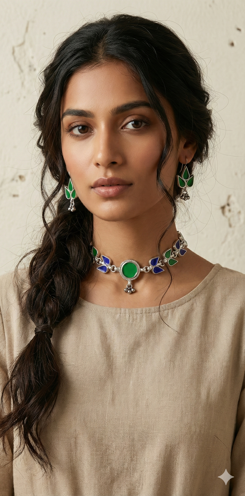 Indian glass choker with earring