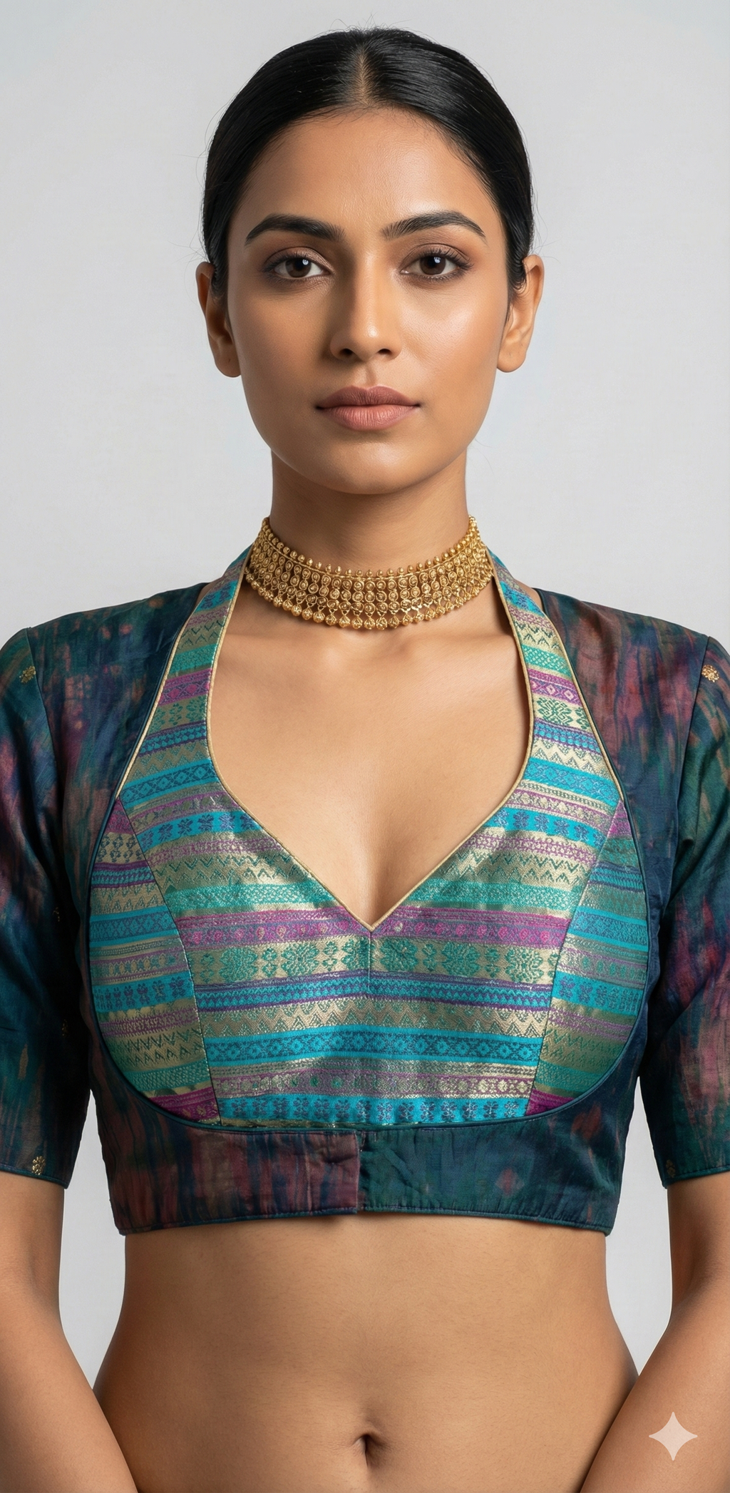 Green 2 in one masaba style blouse