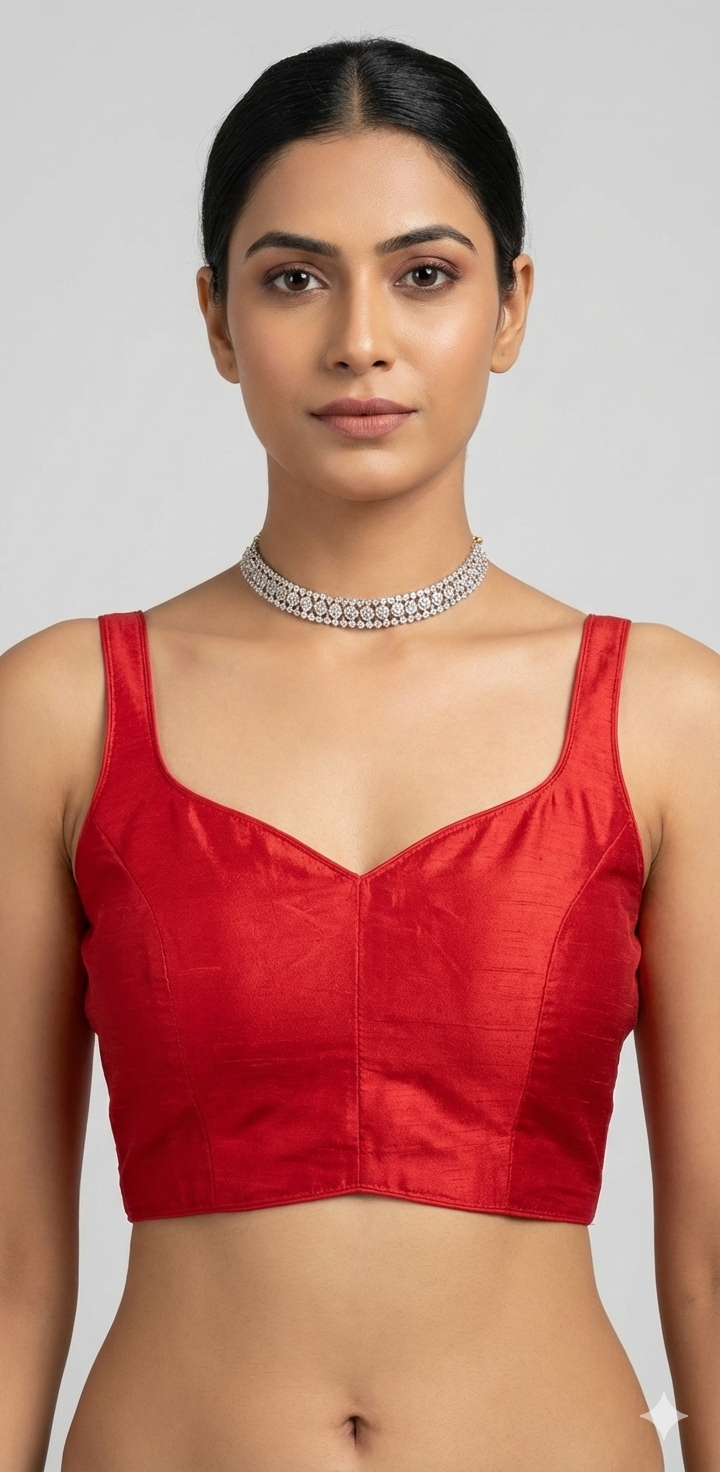 Coral color silk sleeveless blouse