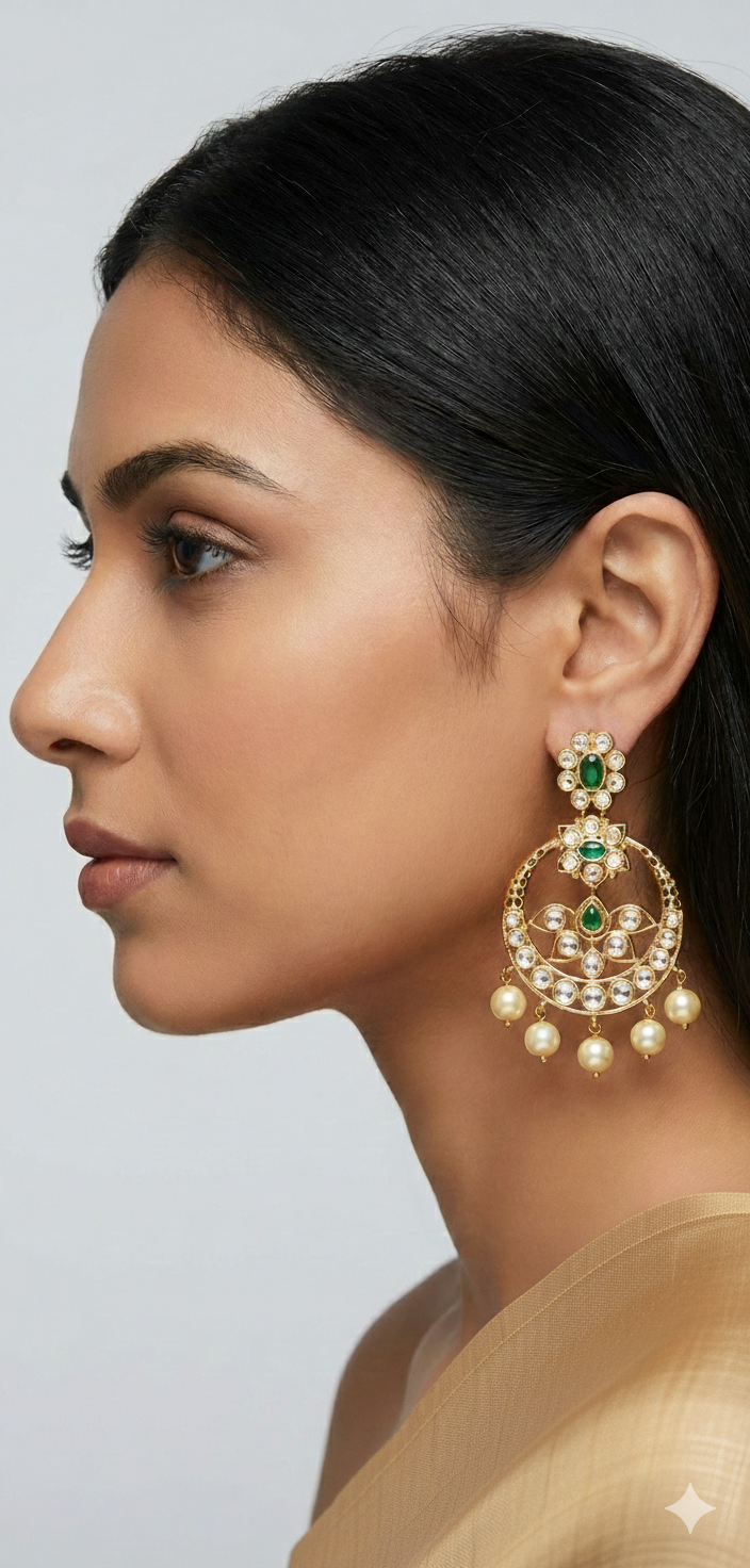 Earring with green stones