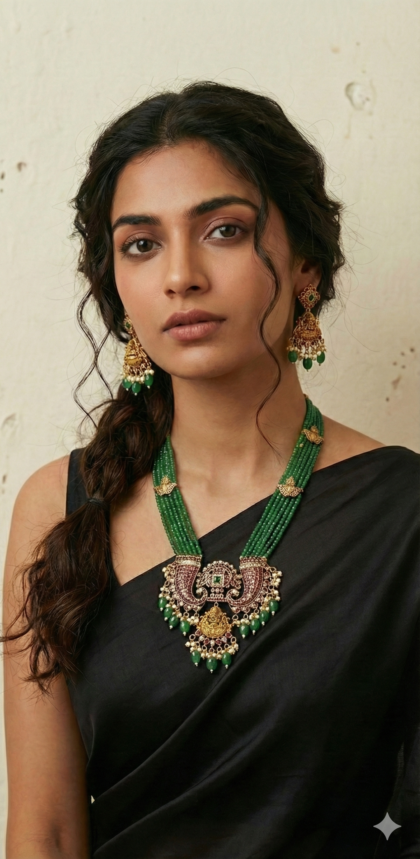 Long necklace with earring