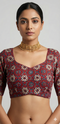 Short-sleeve Ajrakh blouse