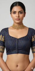 Black silk designer blouse