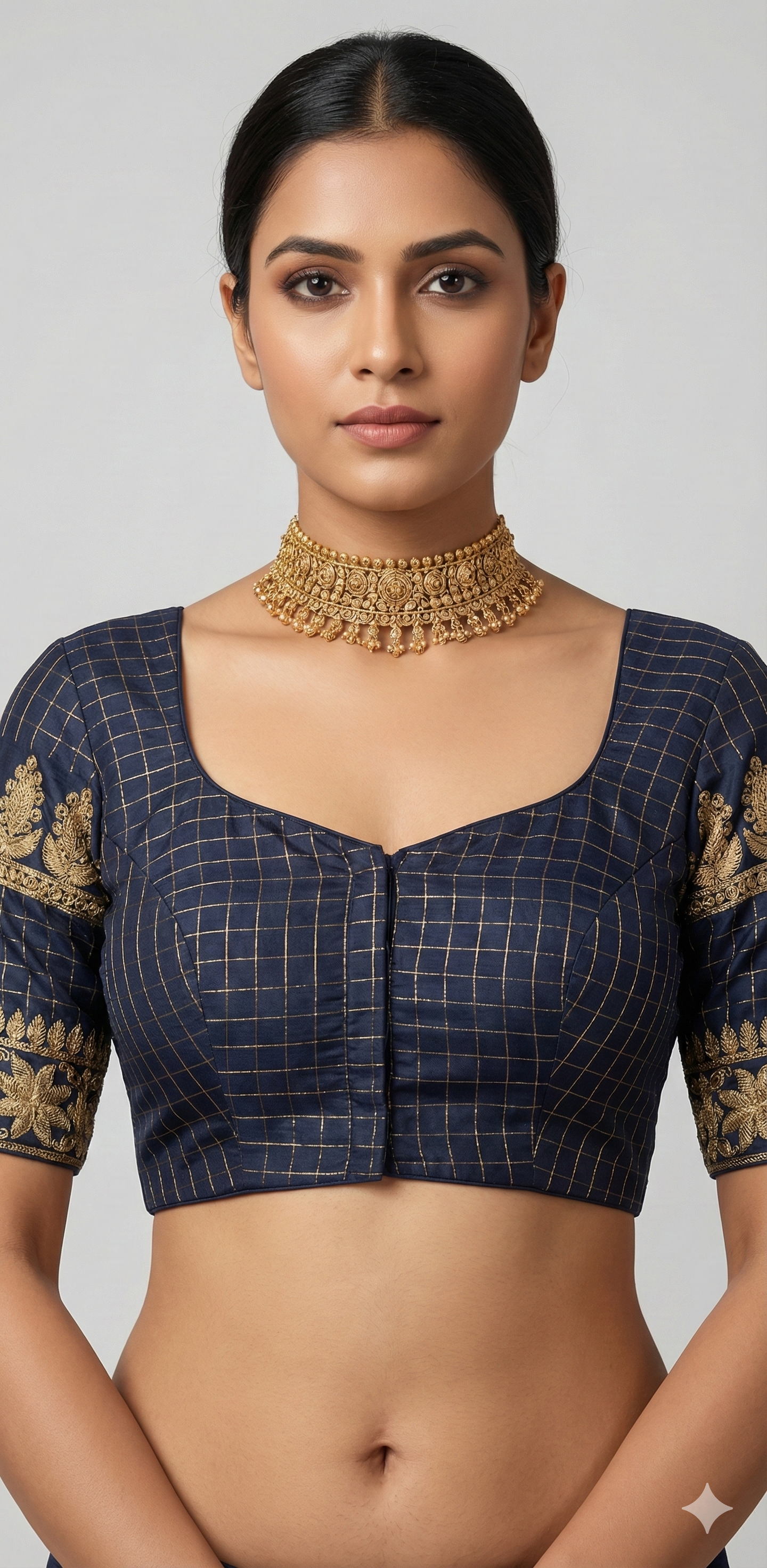 Black silk designer blouse