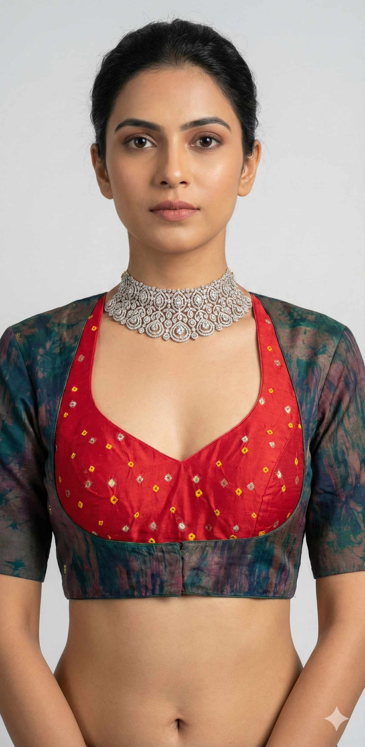 Green and red 2 in one masaba style blouse