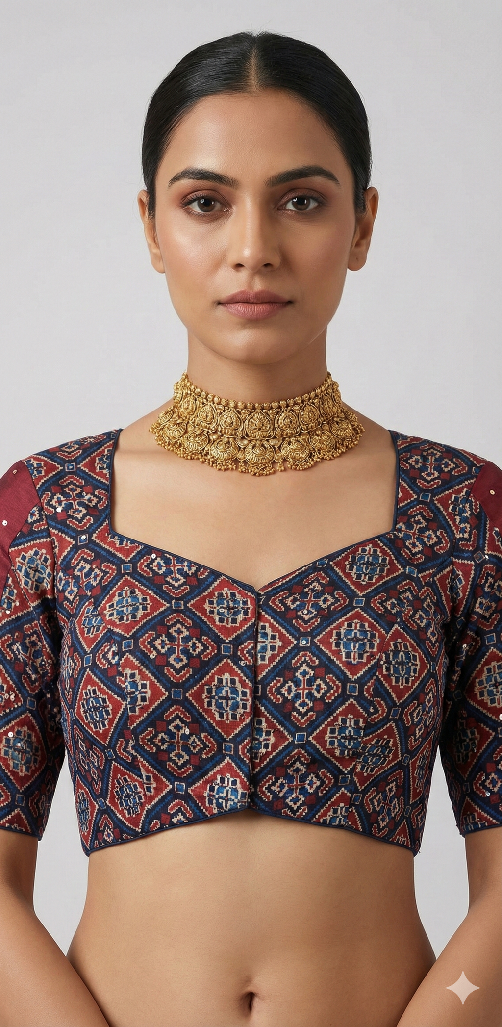 Modal silk blouse with hand embroidery