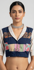 Cotton collar neck pattern blouse