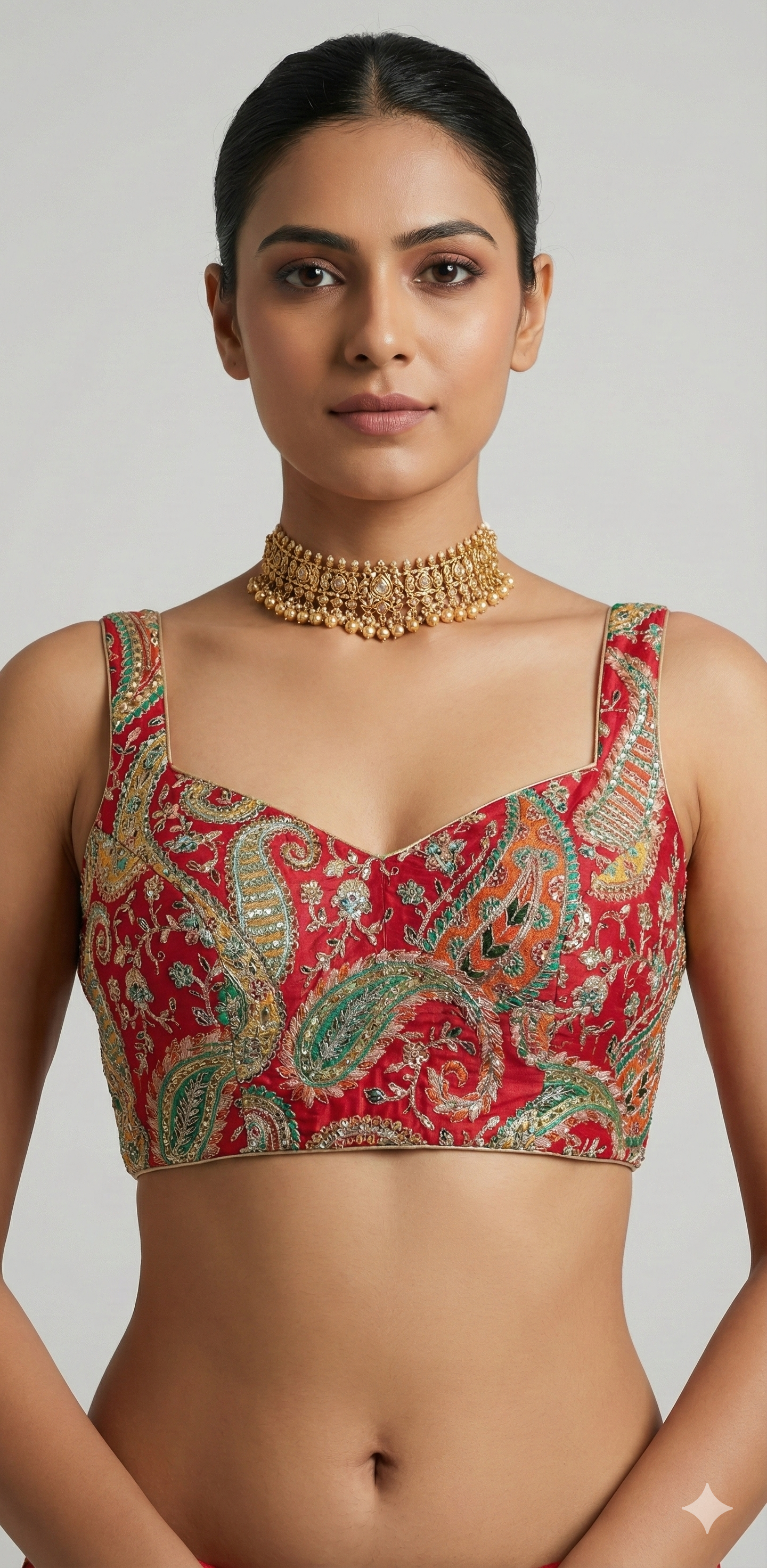 Red tissue silk blouse