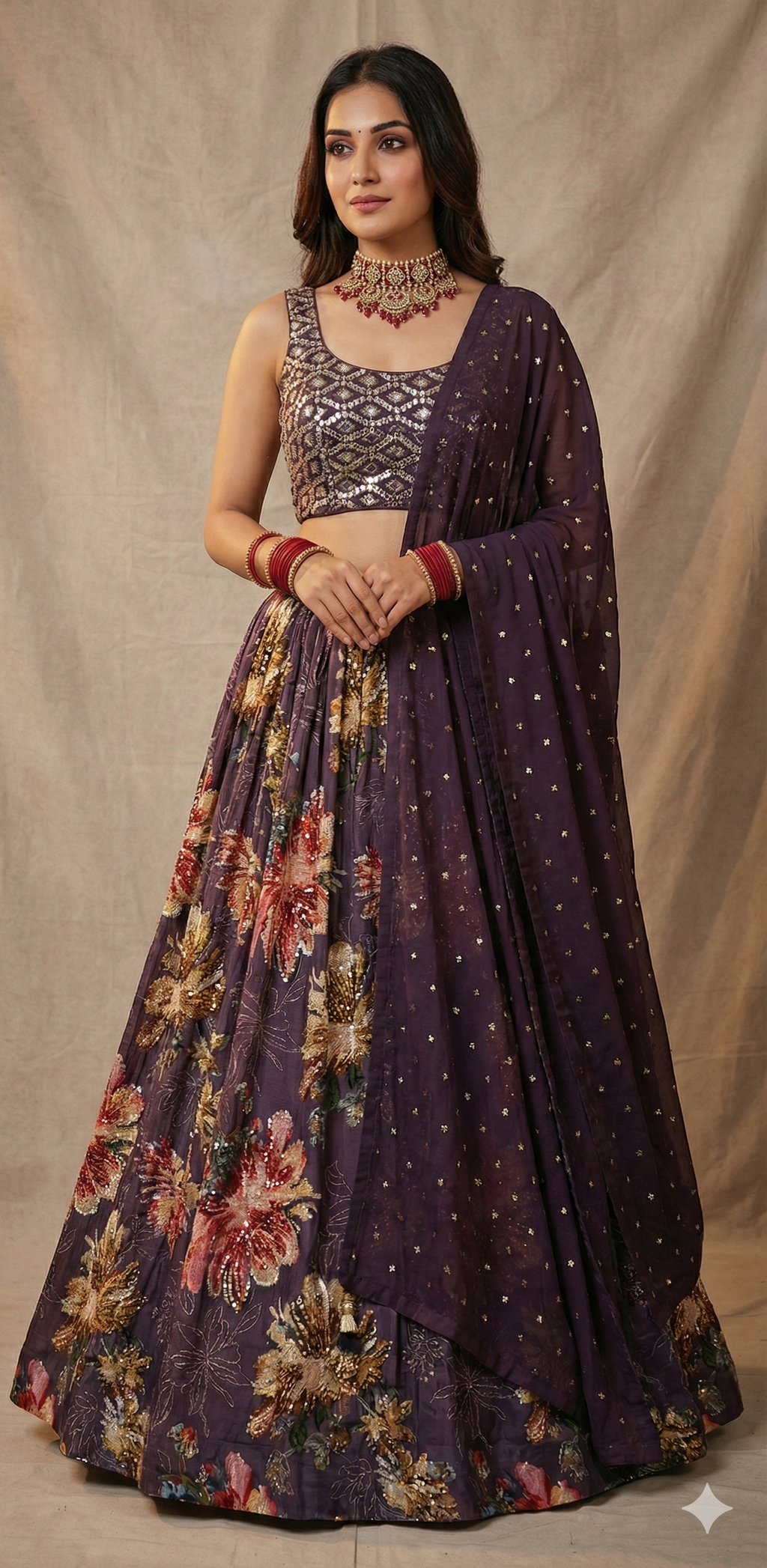 Dark purple lehanga