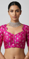 Pink and silver brocade blouse