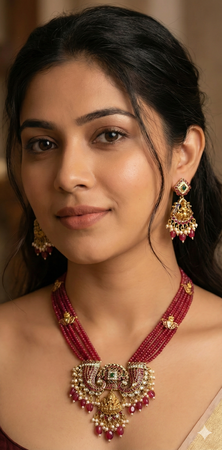 Long necklace with earring