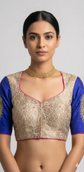 Brocade blouse purple sleeves with handwork