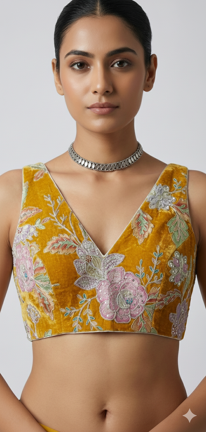Mustard yellow tissue silk blouse
