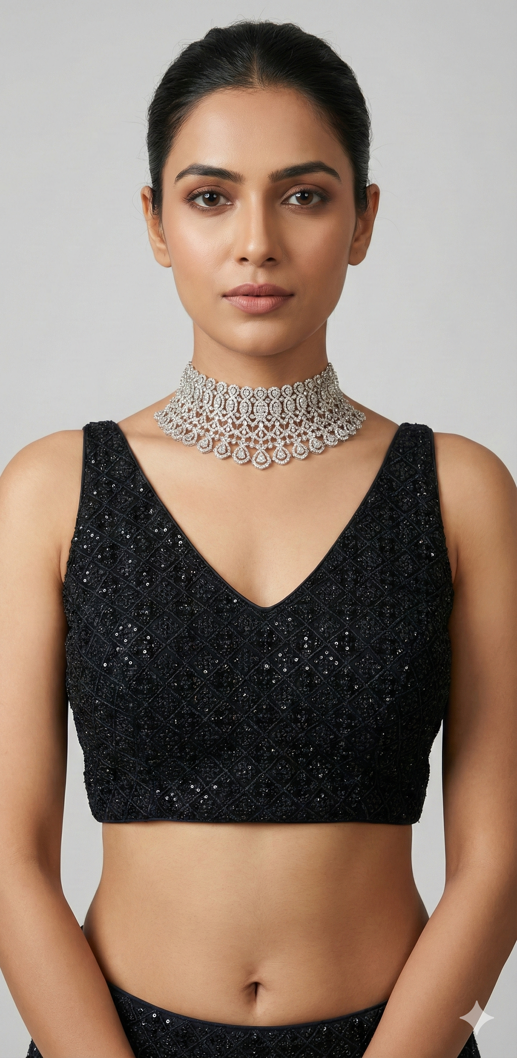 Black soft velvet sleeveless blouse