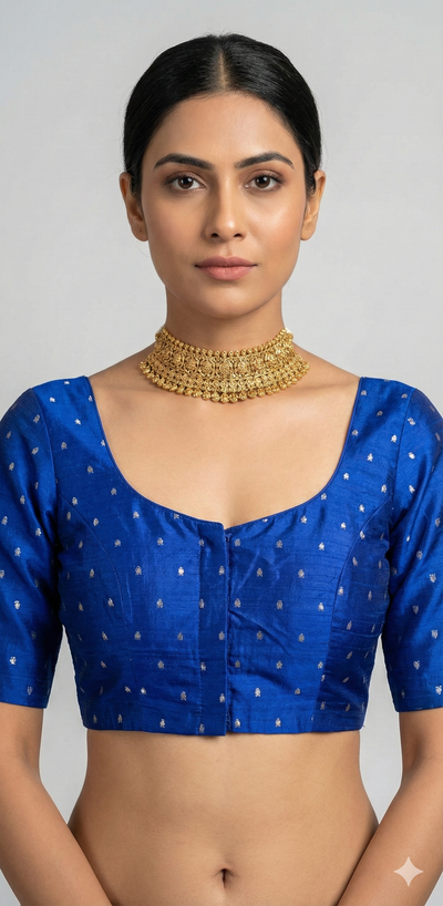 Royal blue silk blouse