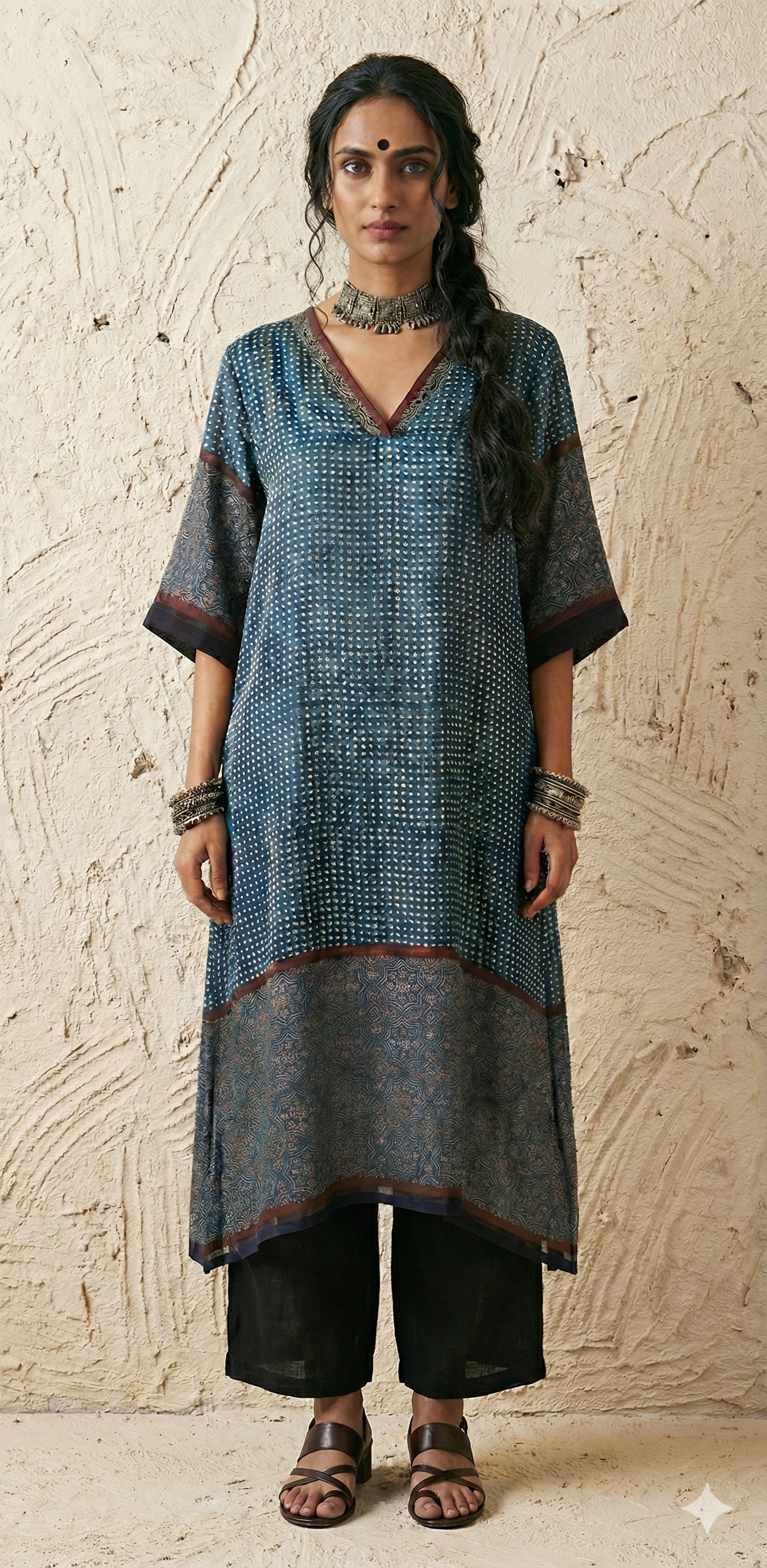 Ajrakh modal silk dress