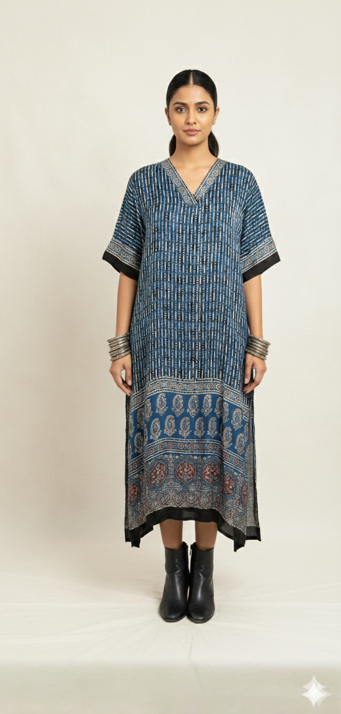 Ajrakh modal silk dress