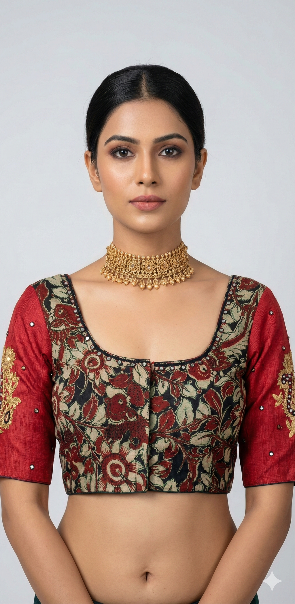 Cotton blouse with mirror work