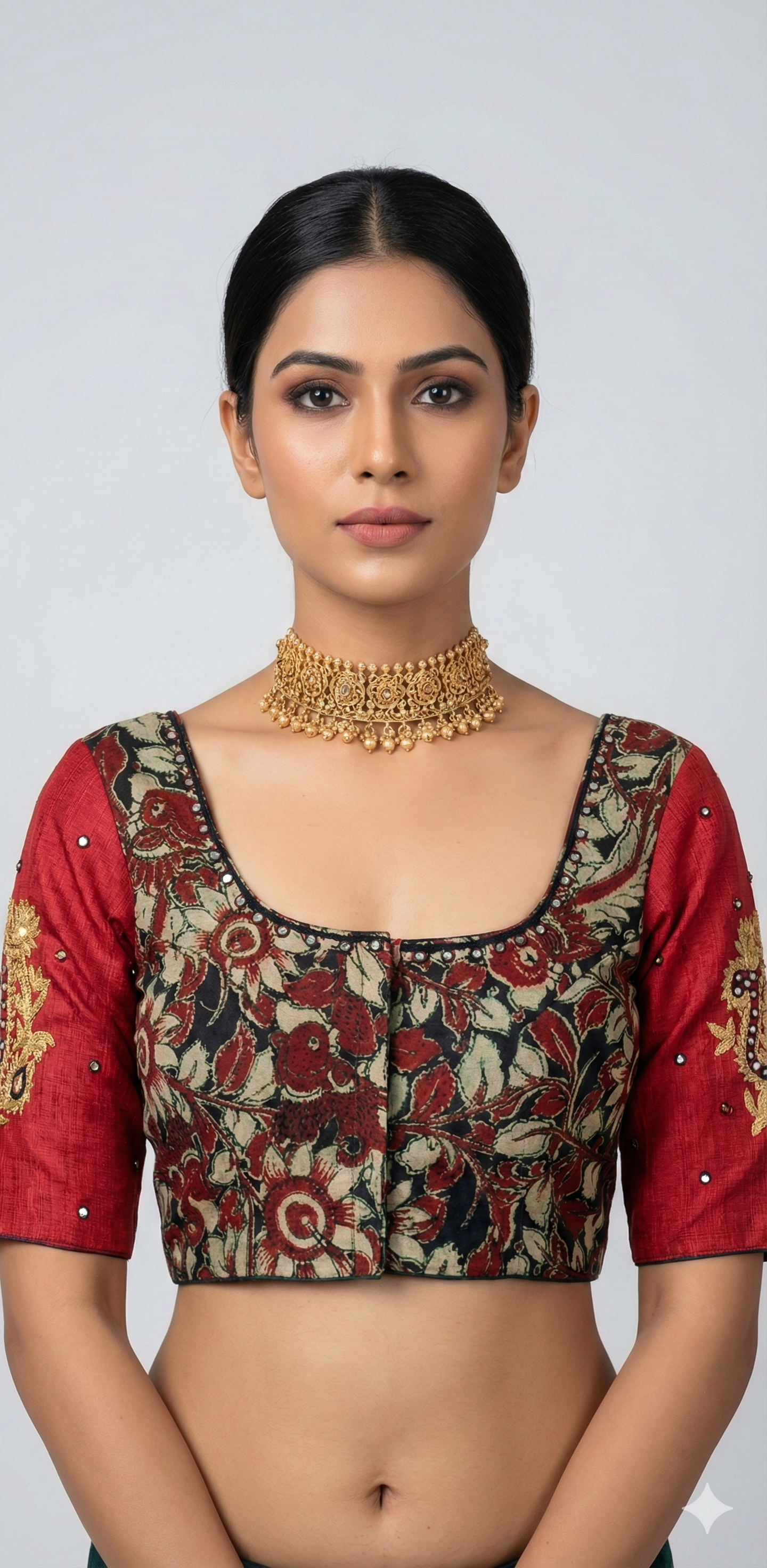 Cotton blouse with mirror work